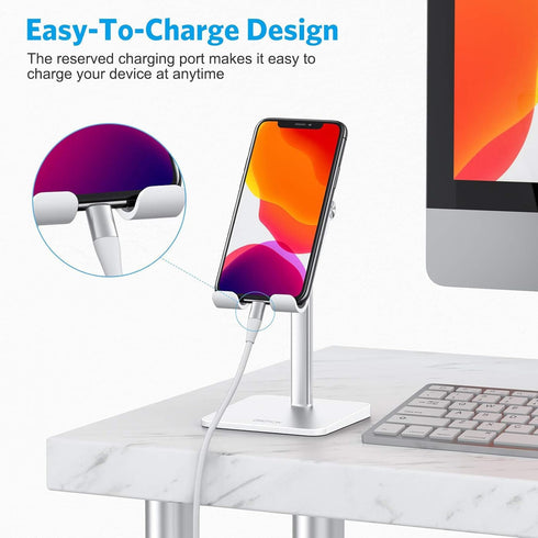 OMOTON Cell Phone Stand, Adjustable Angle Height Desk Phone Dock Holder for iPhone SE 16 Pro Max/Plus/XS/XR, Samsung Galaxy S20 / S10 / S9 / S8 an...